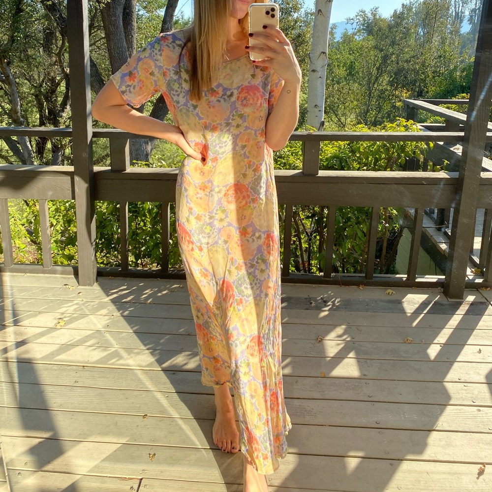Vintage Reversible Floral Maxi-Dress